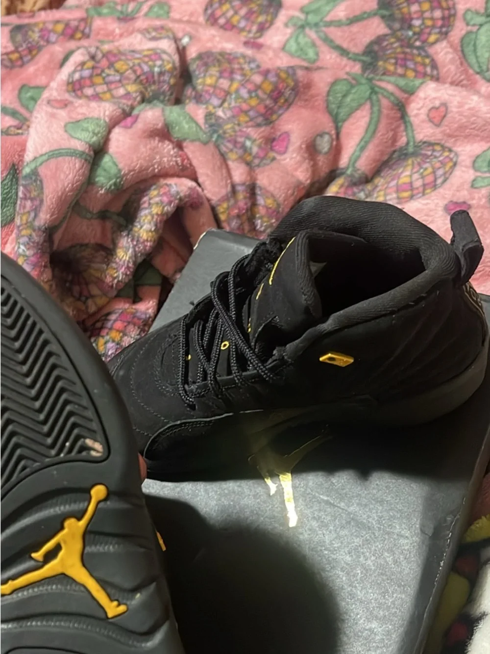 Jordan Black and Gold Logo High-Top Sneakers